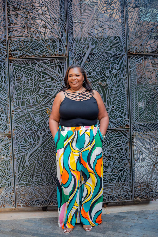PLUS SIZE WIDE LEG MULTI-COLOR  PANTS