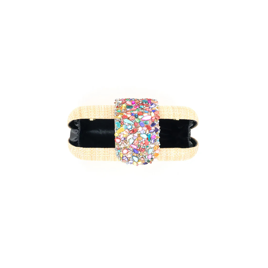 CONFETTI CHARM STRAW CLUTCH