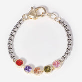 Multicolor CZ Box Chain Heart Closure Bracelet