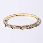 Multicolor CZ Stone Gold Plated Bangle Bracelet