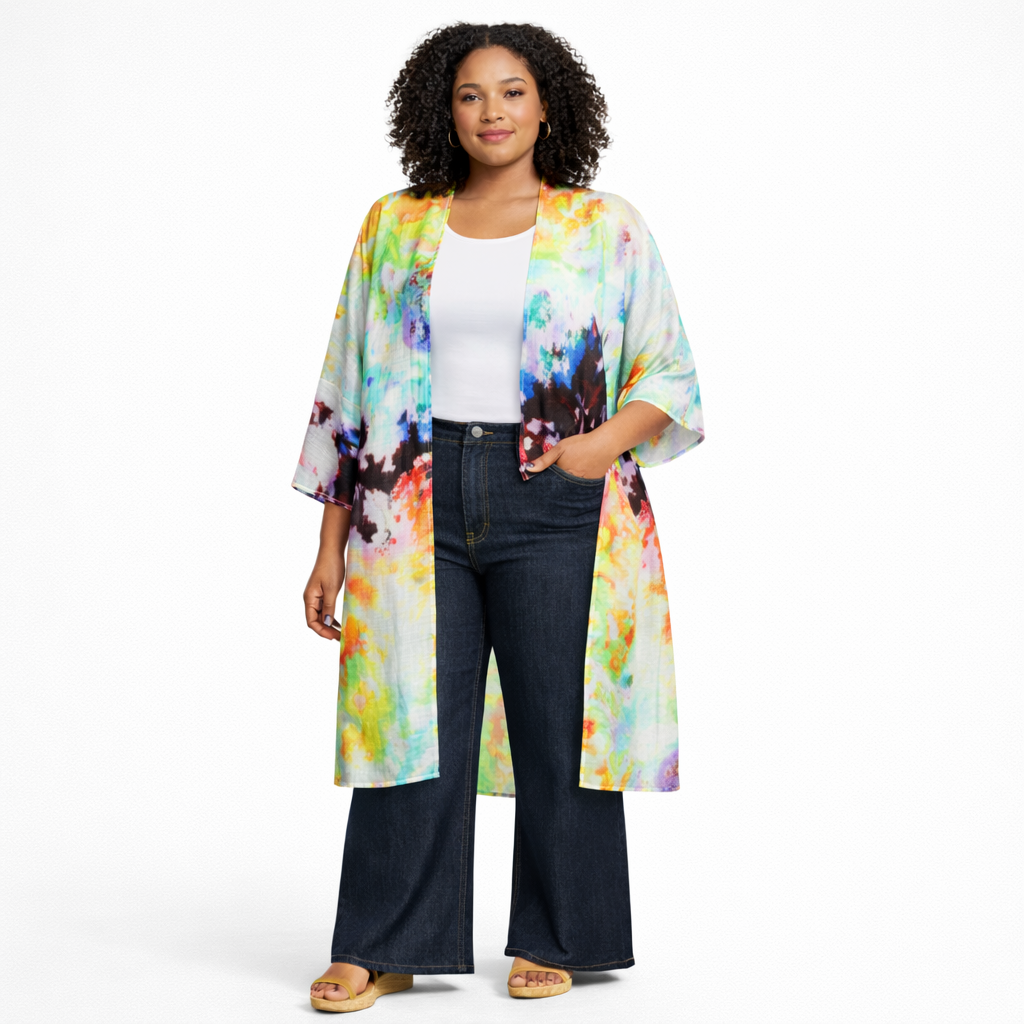 Paint Multi Color Kimono