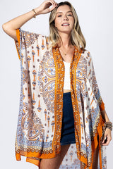Orange Peel Paisley Border Kimono