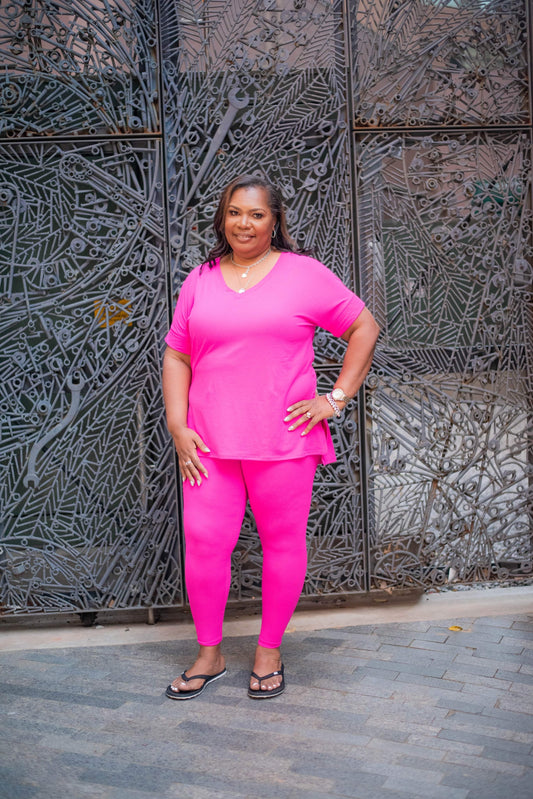 SHORT SLEEVE V-NECK LEGGING SET