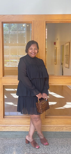 PLUS SIZE TIERED MOCK NECK MINI DRESS