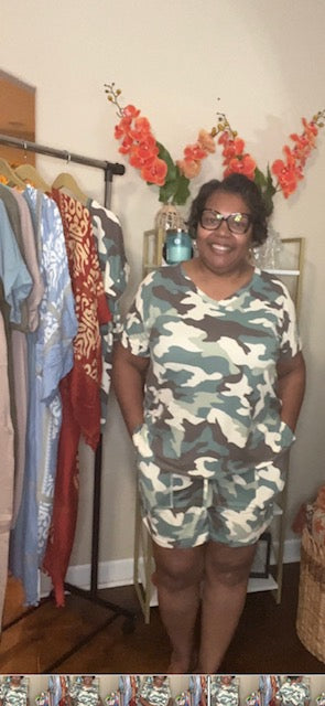 CAMO DRAWSTRING SHORT SET