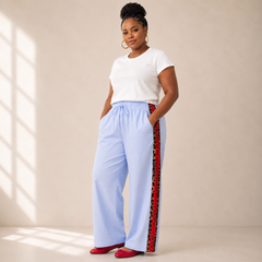 Leopard Stripe Button Down & Wide Leg Pant Set - pants