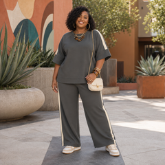 Elevated Contrast Stripe Two-Piece Set