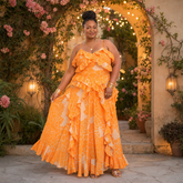 PLUS SIZE ORANGE RUFFLE MAXI DRESS