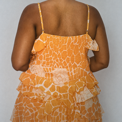 PLUS SIZE ORANGE RUFFLE MAXI DRESS