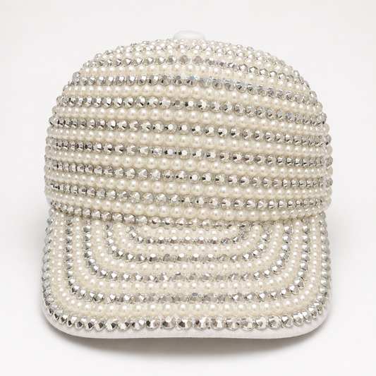 Pearls & Rhinestone Statement Cap