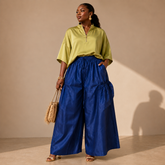 Denim Big Pocket Palazzo Pant