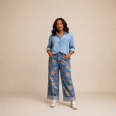 Floral Washed Denim Jeans