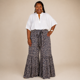 PLUS SIZE CHEETAH PRINT WIDE LEG PANT