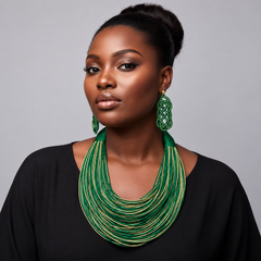 Green/Gold Rope Necklace