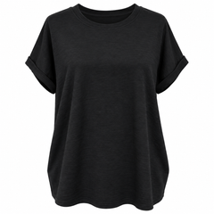 Black Rolled Sleeve T-Shirt
