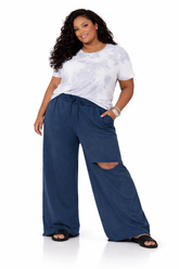 PLUS SIZE LASER CUT FRENCH TERRY PANTS