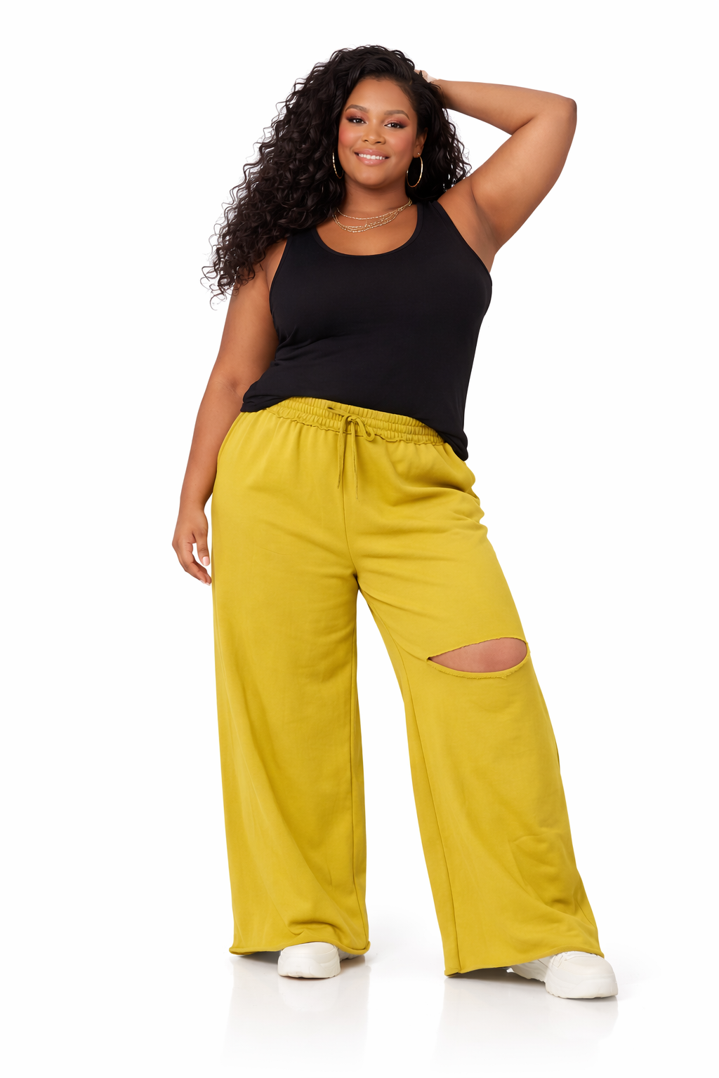 PLUS SIZE FRENCH LASER CUT SWEATPANTS