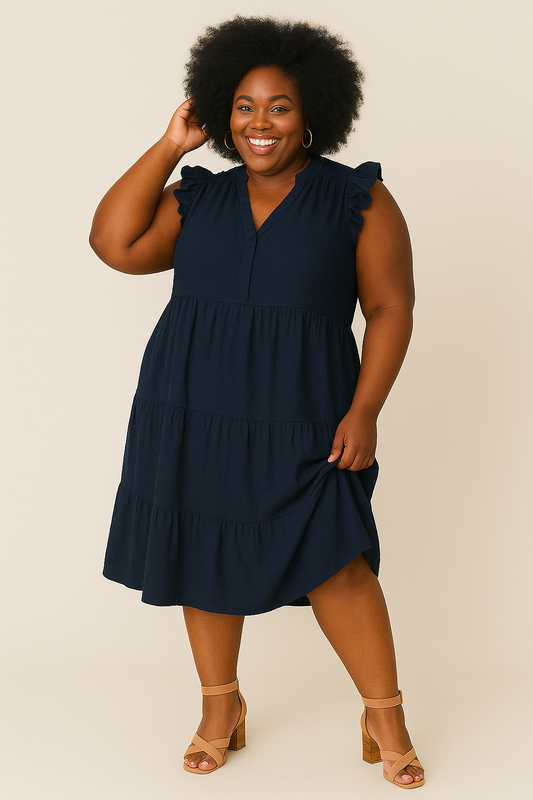 TIERED FLORAL BURNOUT MIDI DRESS