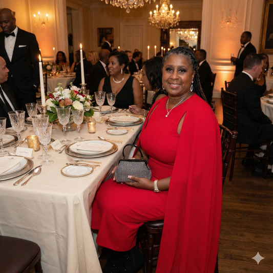 CAPED RED DRESS "SILVIA'S RED"