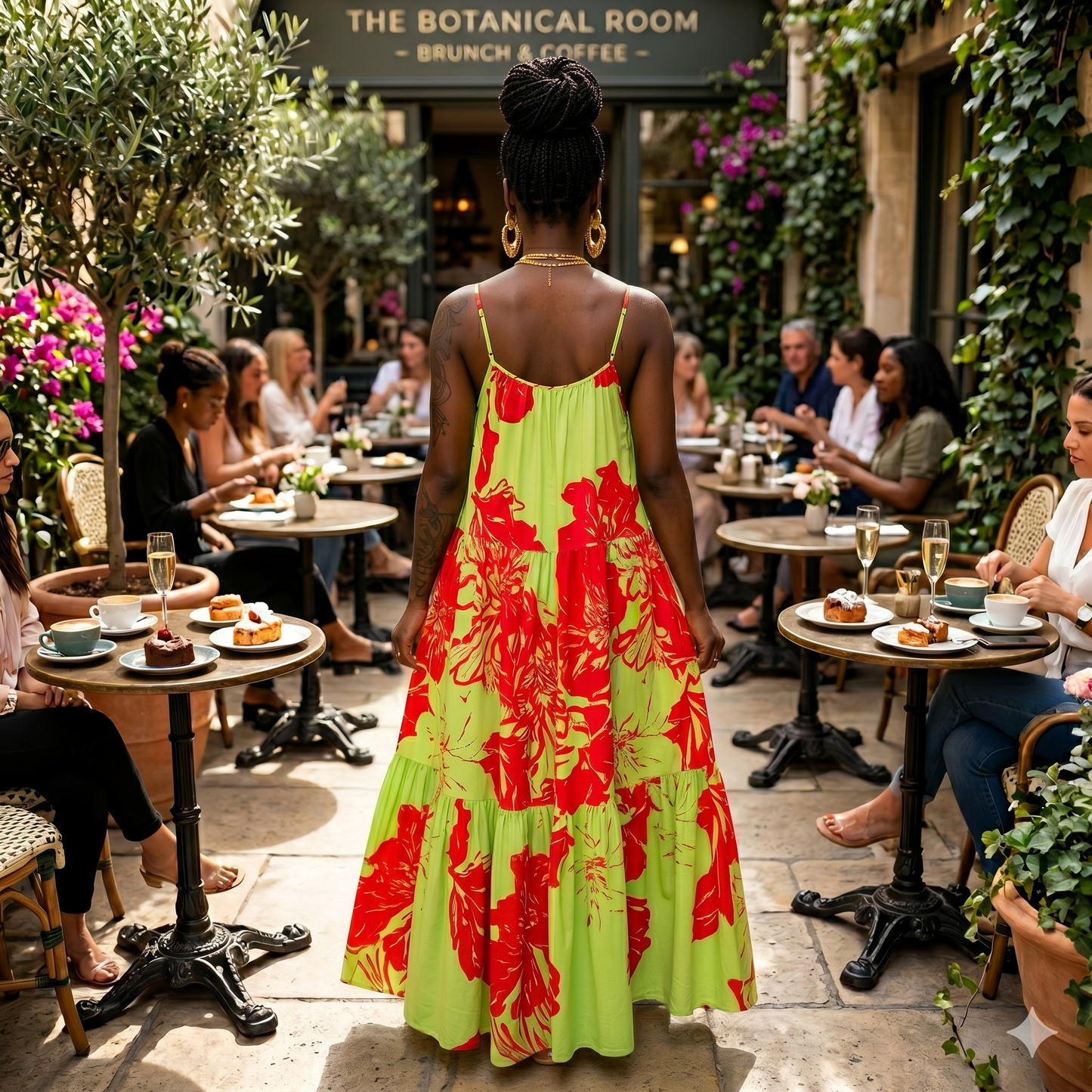 Orange and Green Maxi Dress With Pockets *Limited*