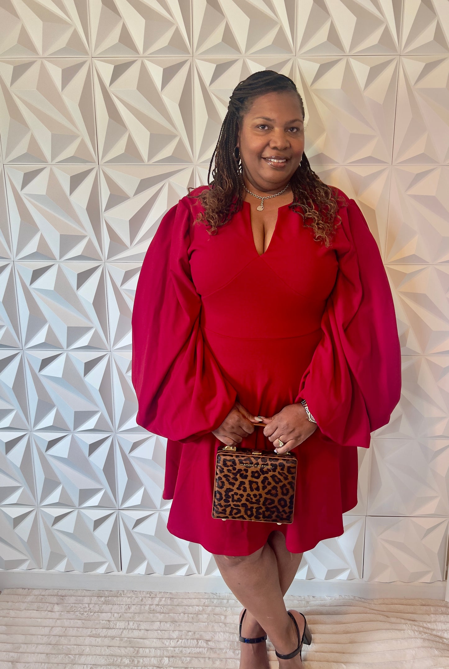 Dramatic Sleeve  Dress - "Silvia's Red"