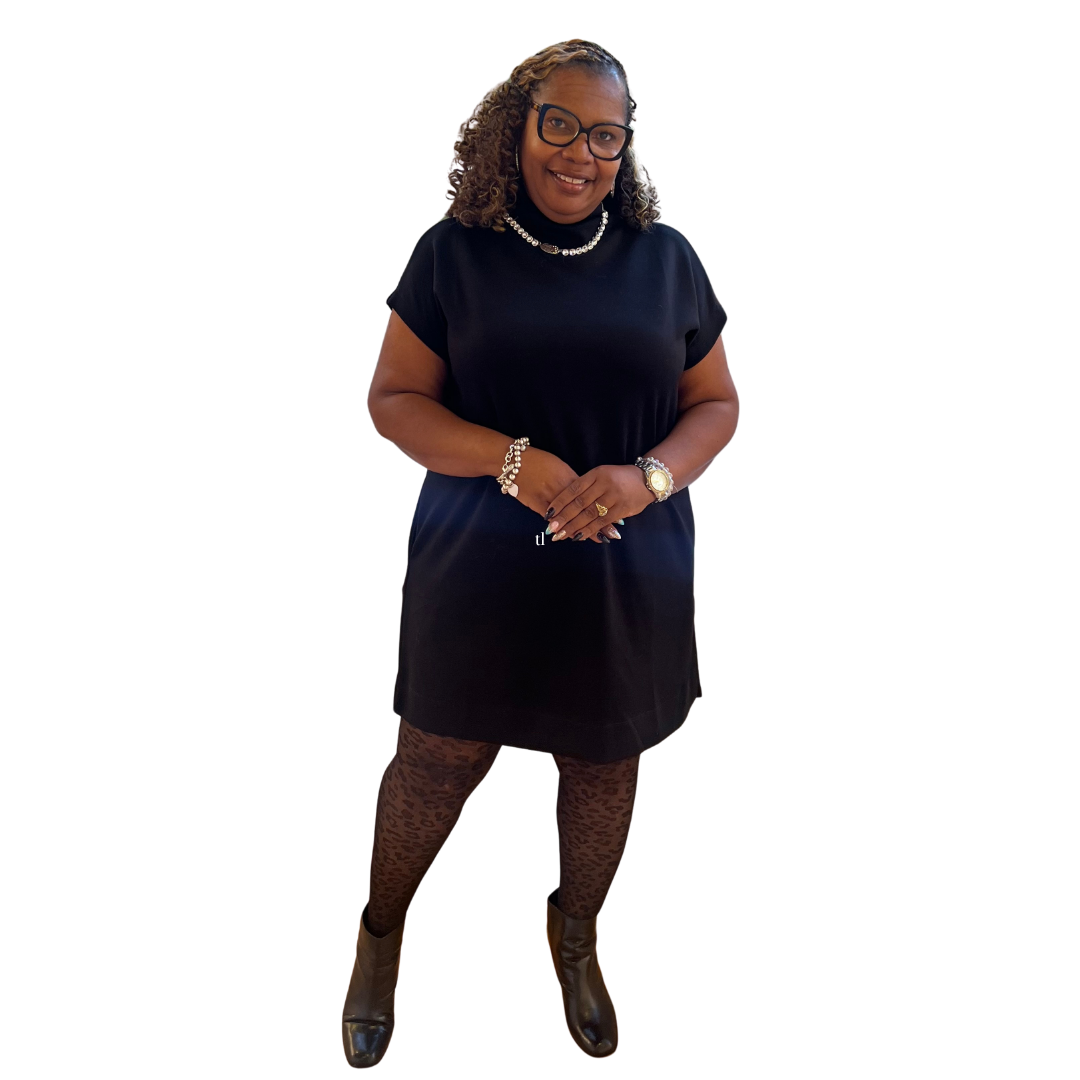 LITTLE BLACK MOCK NECK DRESS