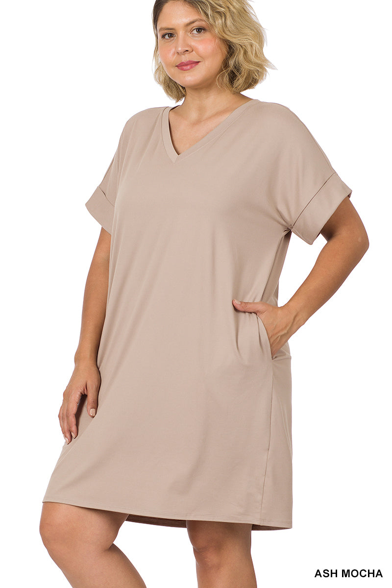ROLLED SLEEVE T-SHIRT DRESS