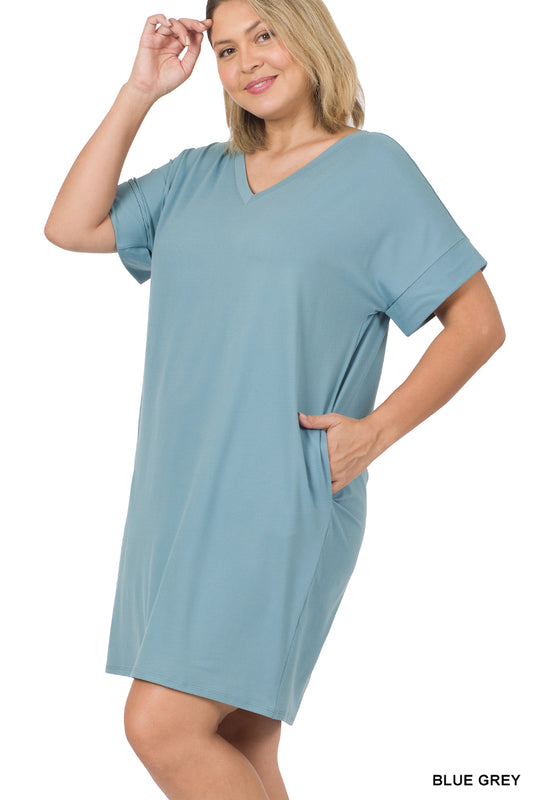 ROLLED SLEEVE T-SHIRT DRESS