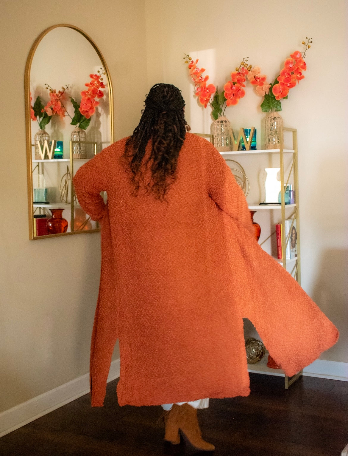 LONG OPEN FRONT POPCORN CARDIGAN