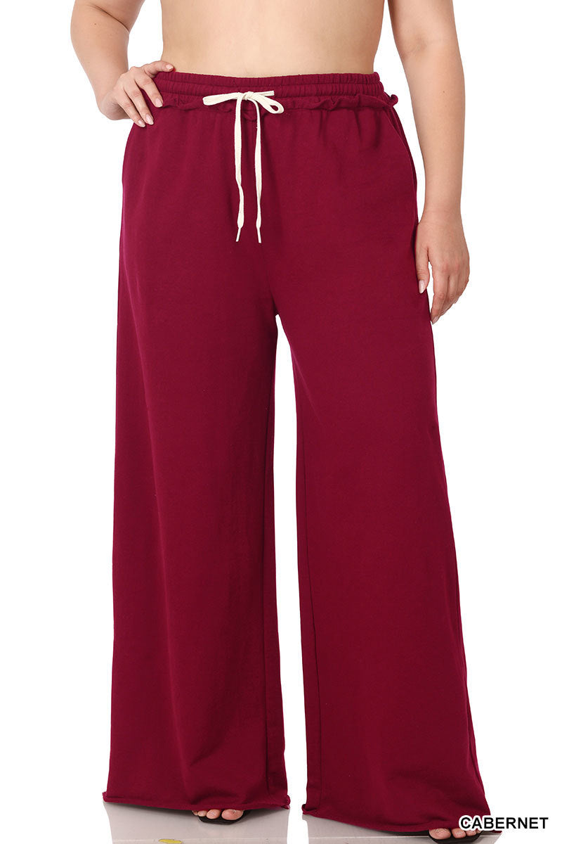 PLUS FRENCH TERRY RAW EDGE HEM PANTS