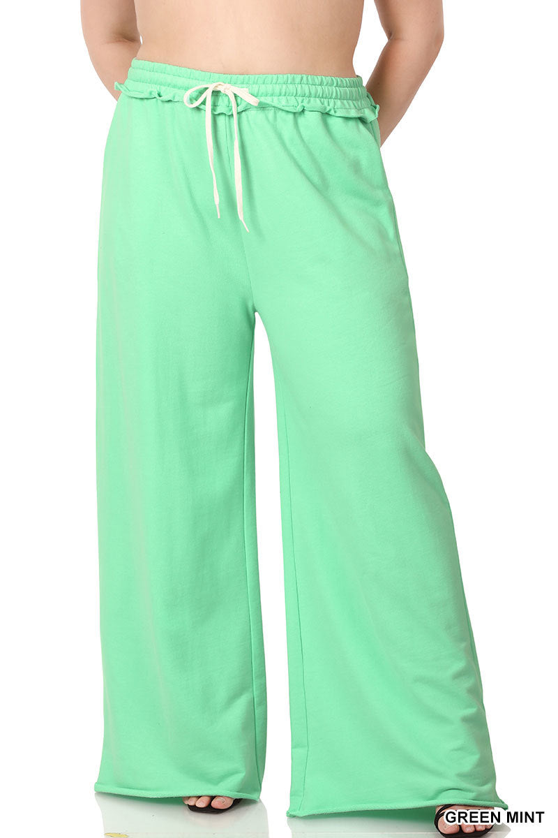PLUS FRENCH TERRY RAW EDGE HEM PANTS