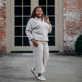 PEARLS AND PLUSH TEXTURED CROPPED LUXE SET