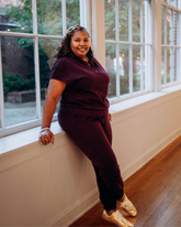 āWine & Whispersā Textured Jogger Luxe Set