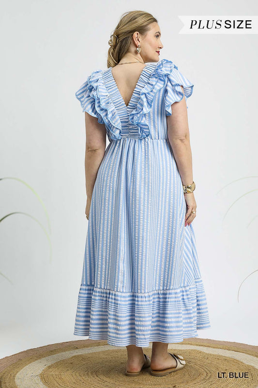 PLUS RUFFLE MIDI DRESS