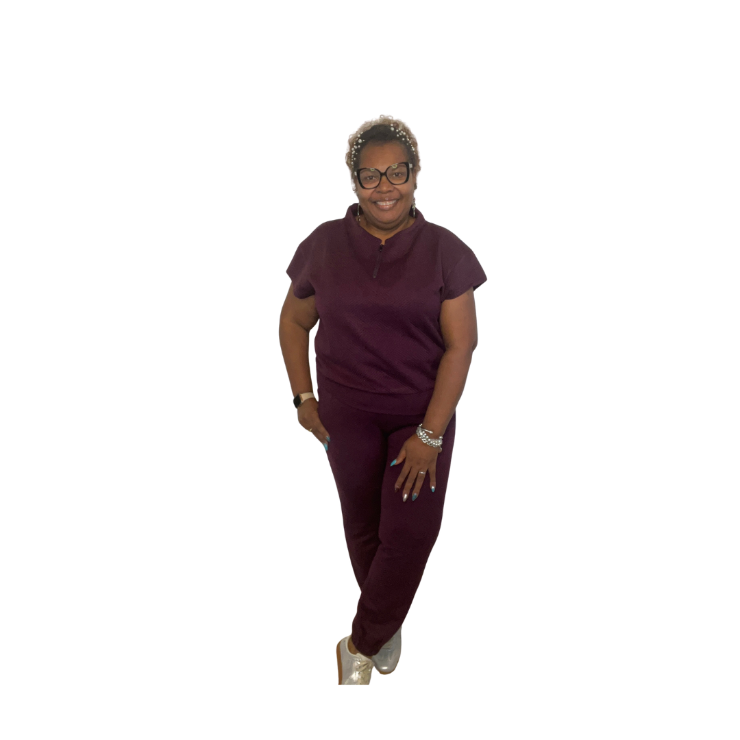 “Wine & Whispers” Textured Jogger Set