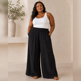 Wide Leg Linen Blend Pants