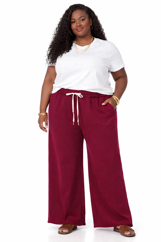 PLUS FRENCH TERRY RAW EDGE HEM PANTS
