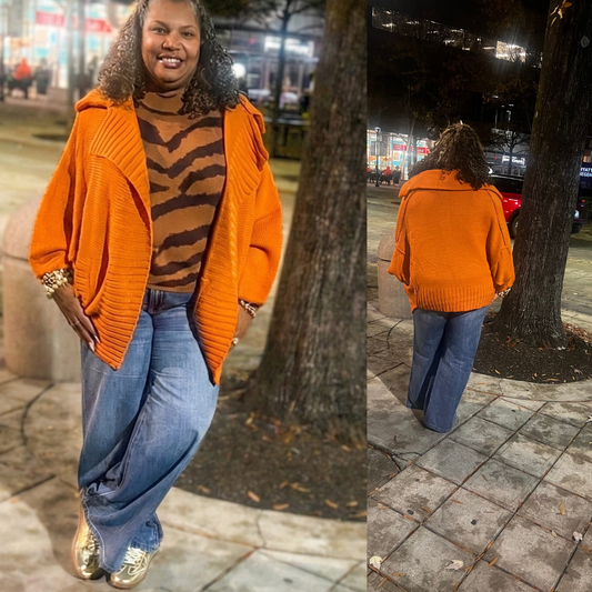 Orange Dolman Sleeve Sweater
