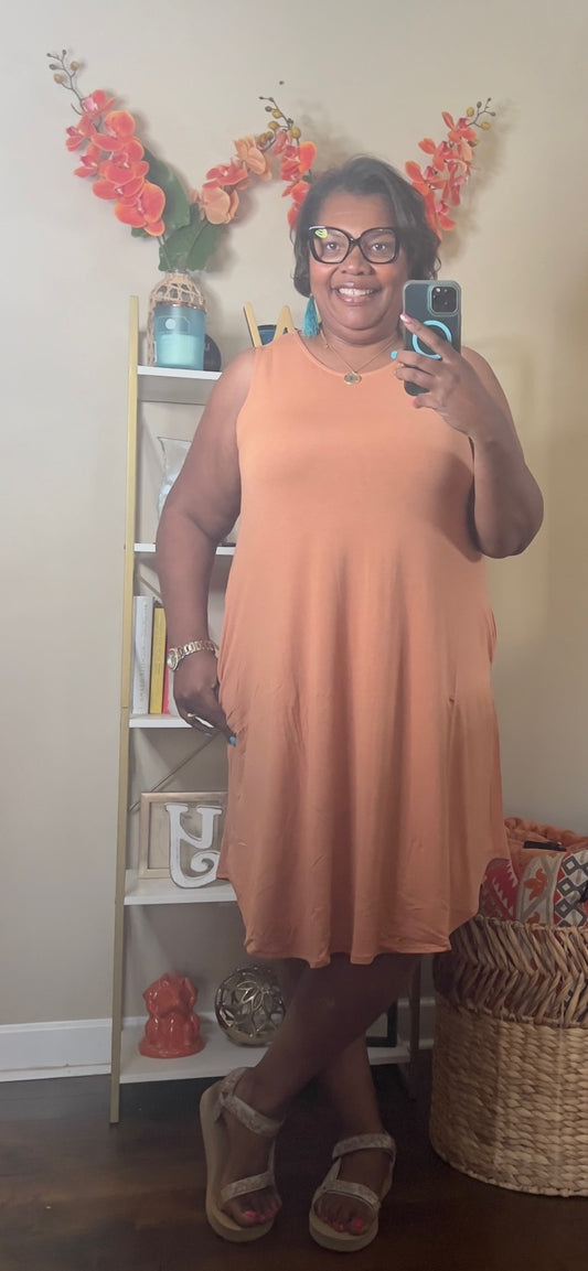 PLUS ROUND HEM SHORT SLEEVE DRESS