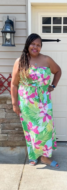 PLUS SIZE MULTI PRINT FLORAL MAXI DRESS