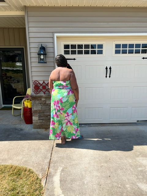 PLUS SIZE MULTI PRINT FLORAL MAXI DRESS