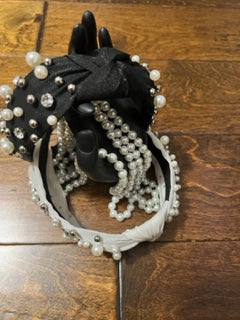 HEADBAND WITH RHINESTONES, PEARLS AND SILVER STUDS