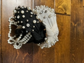 HEADBAND WITH RHINESTONES, PEARLS AND SILVER STUDS