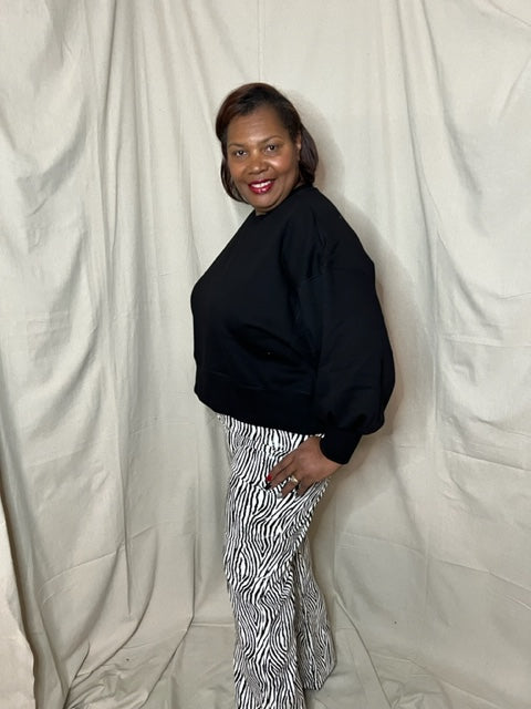 PLUS SIZE FAUX LEATHER ZEBRA PRINT PANTS