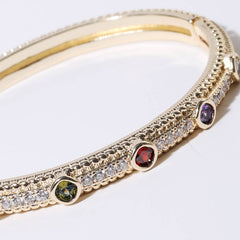 Multicolor CZ Stone Gold Plated Bangle Bracelet
