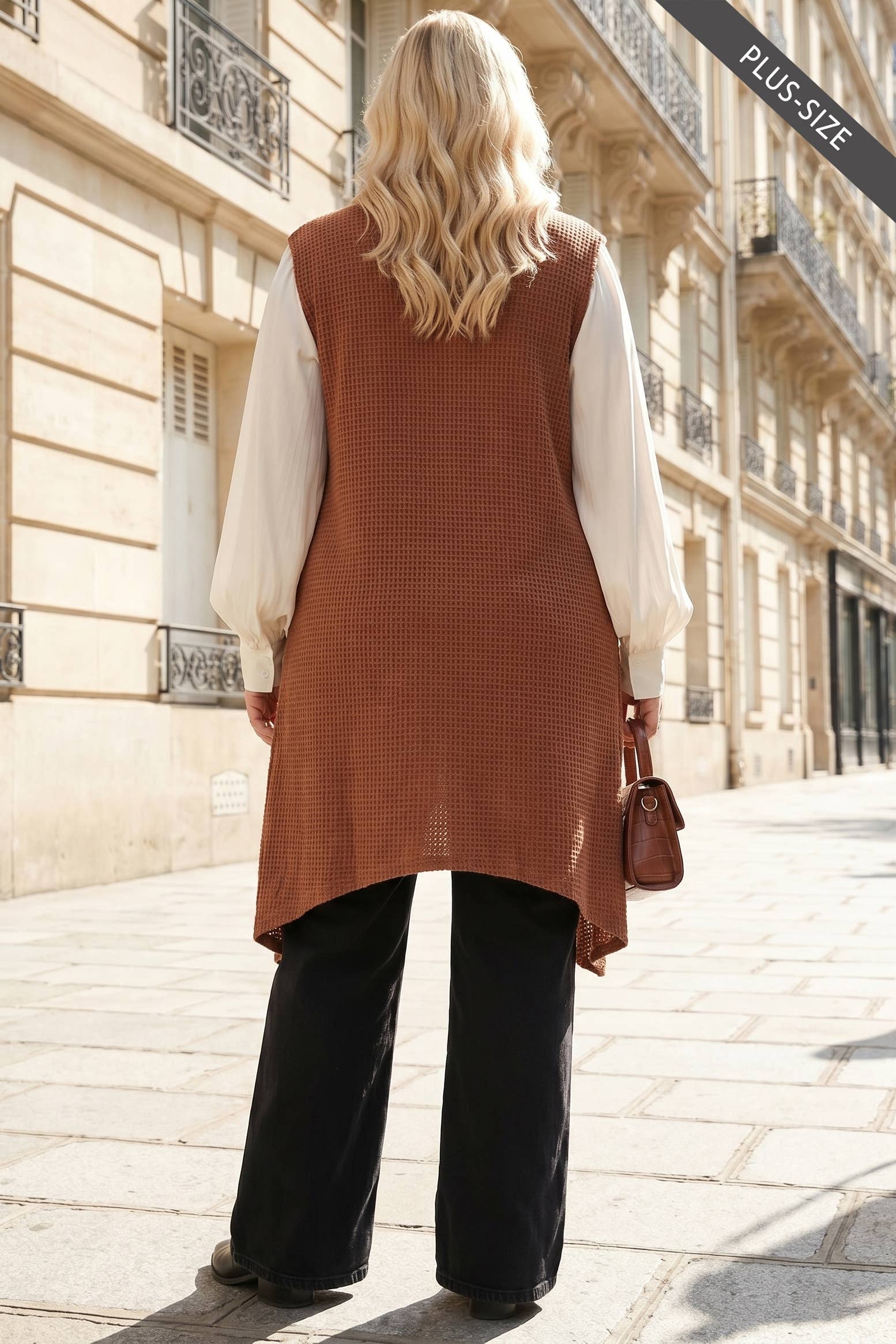 Sleeveless Crochet Midi Vest Cardigan