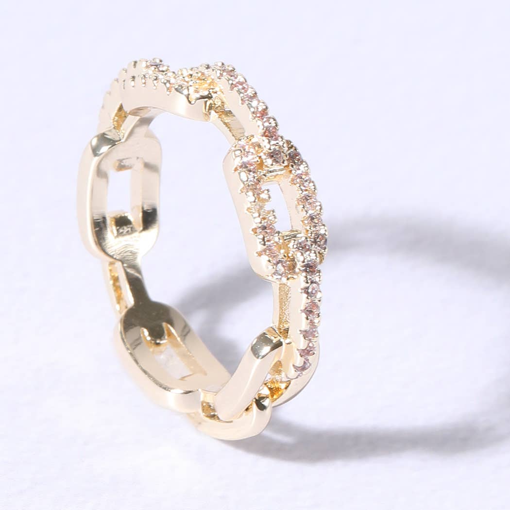 Chain Link Cubic Zirconia Eternity Rings