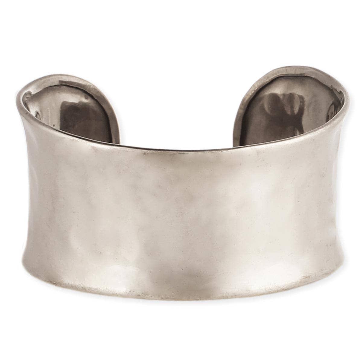 Silver Hammered Rounded Cuff Bracelet (Ships August 10th)