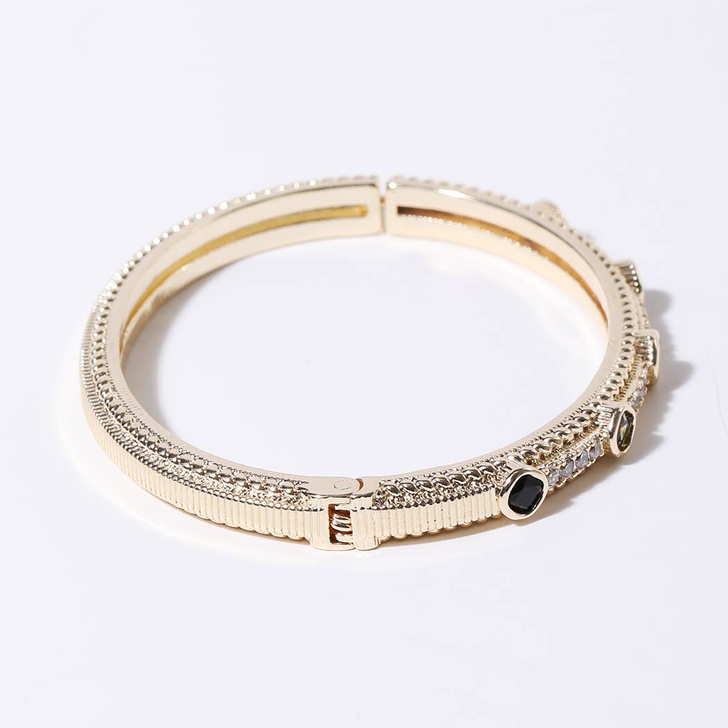 Multicolor CZ Stone Gold Plated Bangle Bracelet