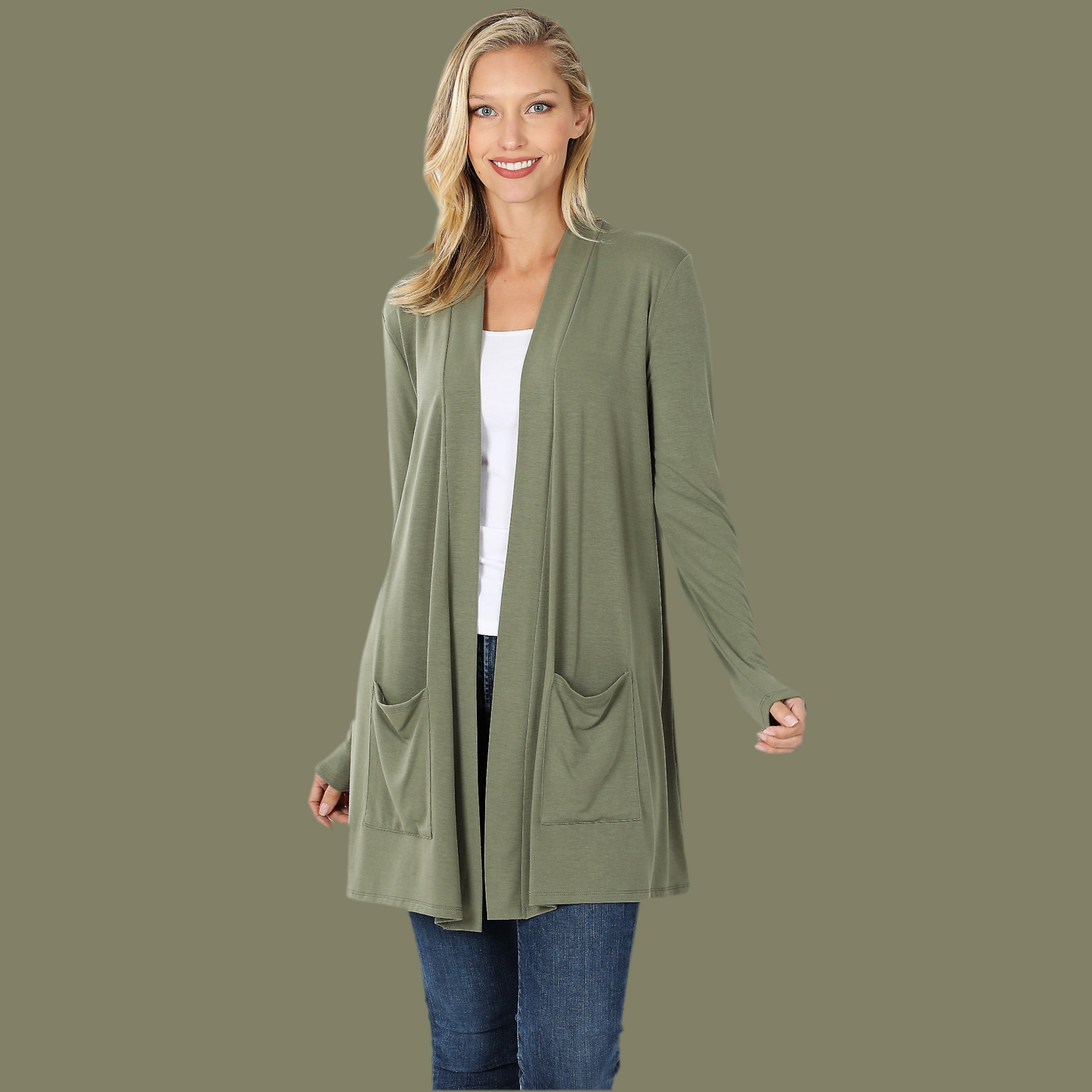 PLUS SLOUCHY POCKET OPEN CARDIGAN